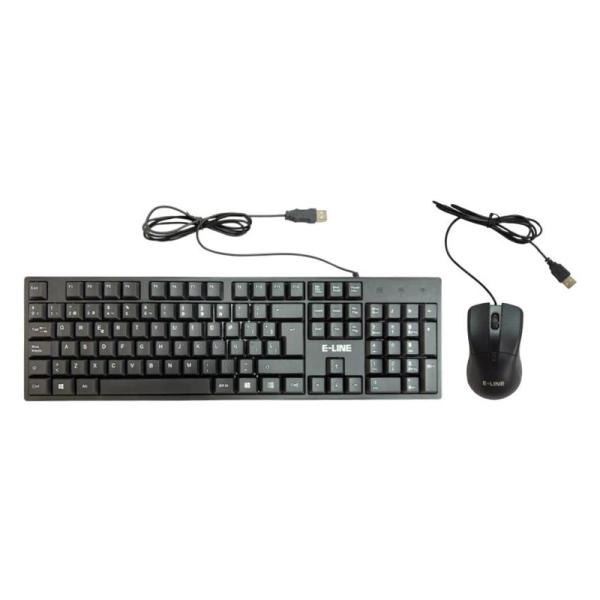 TECLADO Y MOUSE E-LINE USB BLACK KBS782